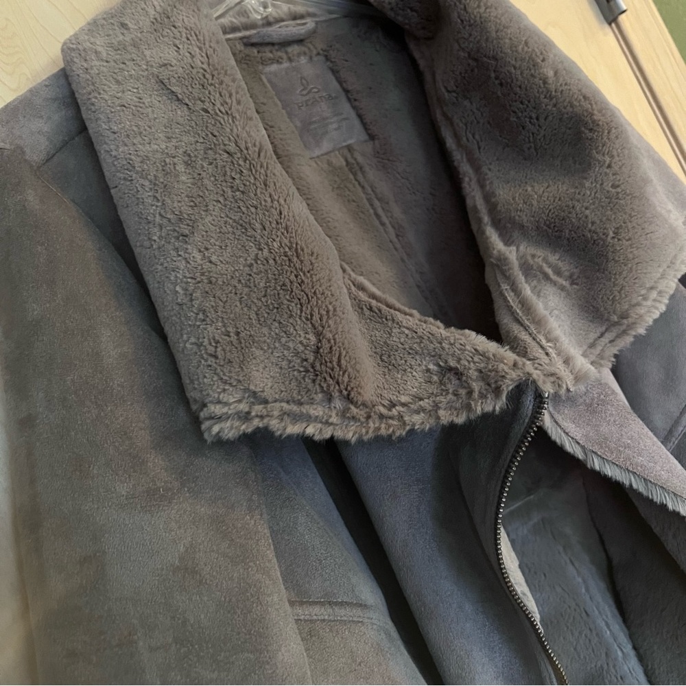 Prana Faux Suede/Fur Rancher Jacket - Grey/Taupe - Picture 2 of 10